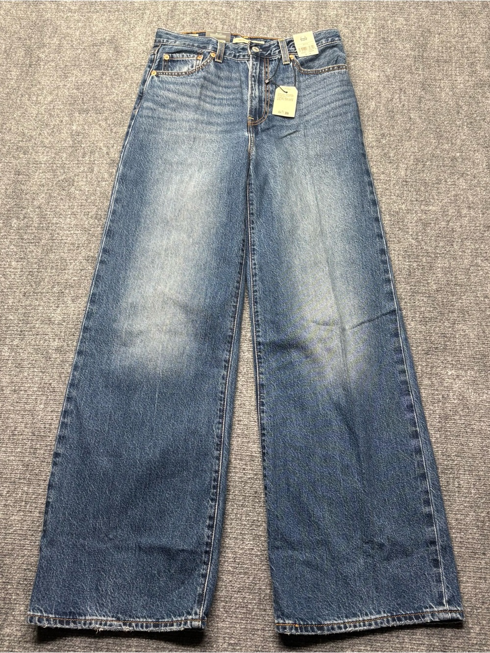 Levis Premium Jeans Womens 28x32 Blue Ribcage Wide Leg Big E Baggy Skater NEW